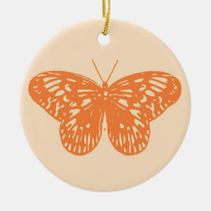 Schmetterlingsskizze, korallenorange keramikornament