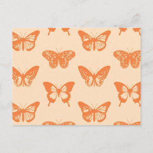Schmetterlingsskizze, korallenorange postkarte