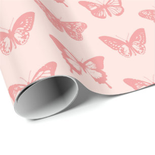 Schmetterlingsskizze, Korallenrosa Geschenkpapier