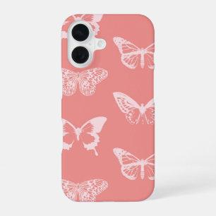 Schmetterlingsskizze, korallenrosa iPhone 16 hülle