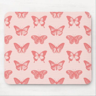 Schmetterlingsskizze, korallenrosa mousepad