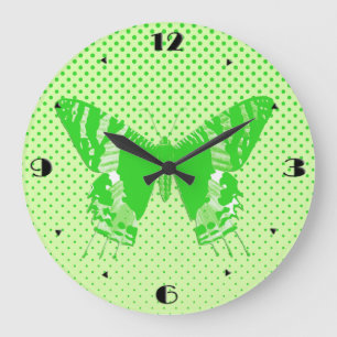 Schmetterlingsskizze, limettengrün große wanduhr