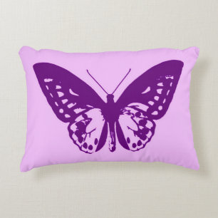 Schmetterlingsskizze, Orchidee & Amethyst purpur Zierkissen