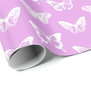 Schmetterlingsskizze, -orchidee und -WEISS Geschenkpapier