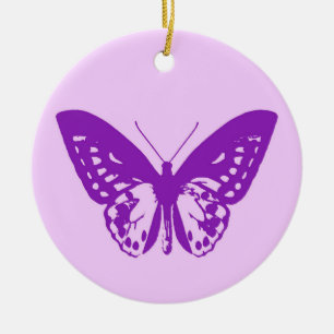 Schmetterlingsskizze, Orchideenrosa und Violett Keramik Ornament