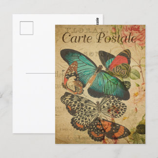 Schmetterlingsstrauß Vintage Postkarte