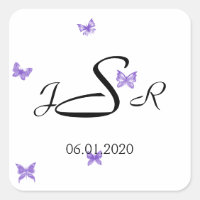 Schmetterlingstraum: Violett-Monogramm-Aufkleber