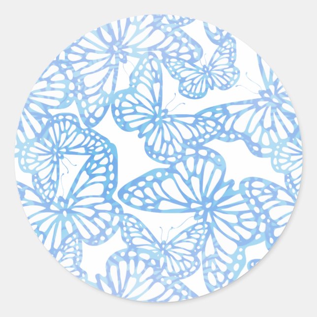 Schmetterlingsträume (blau) runder aufkleber (Vorderseite)