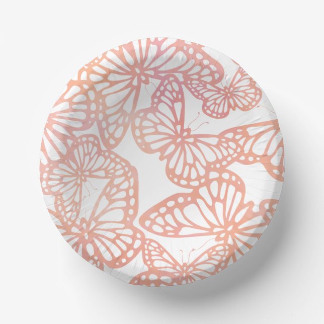 Schmetterlingsträume (Peach) Pappteller (Vorderseite)