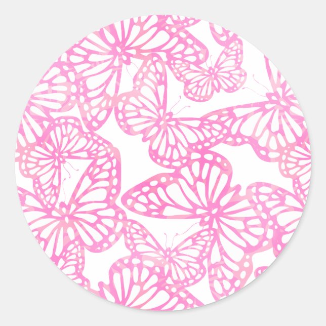 Schmetterlingsträume (Rosa) Runder Aufkleber (Vorderseite)