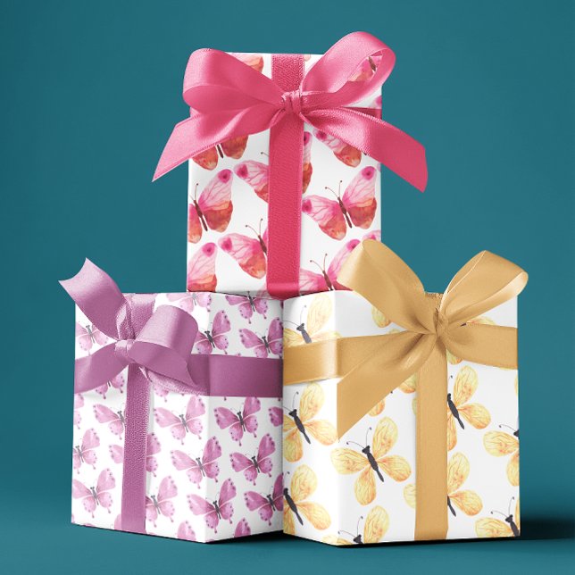 Schmetterlingsverpackungsfolien Geschenkpapier Set (Celebrate someone special with these beautiful watercolor butterfly wrapping paper sheets! )