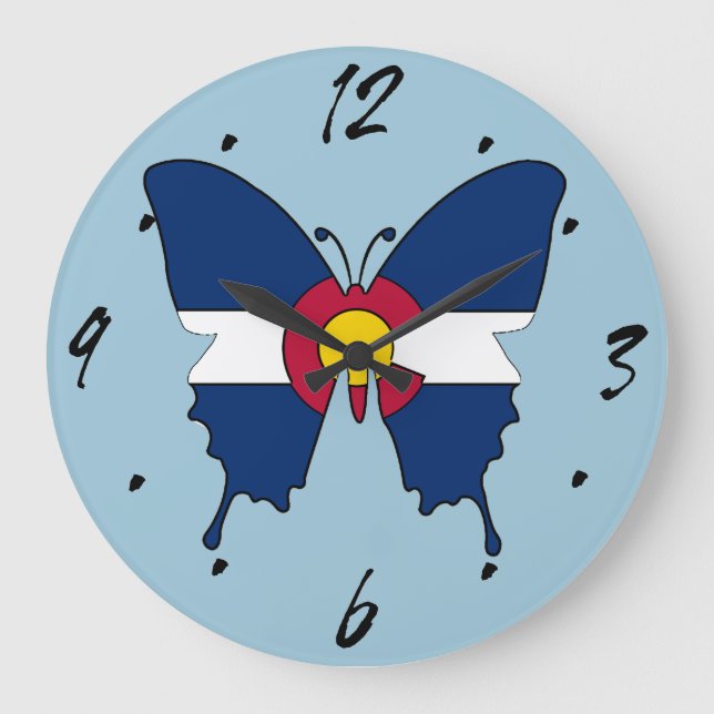 Schmetterlingswache Große Wanduhr (Vorderseite)