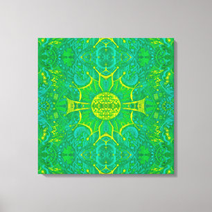 Schmetterlingswald Bohemian Arabeske Mandala Grün Leinwanddruck