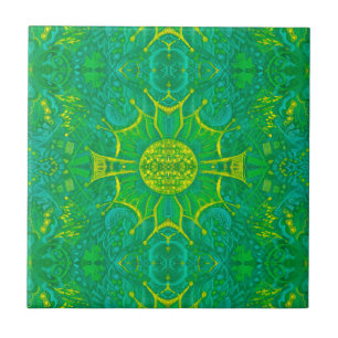 Schmetterlingswald Bohemian Arabesque-Muster Grün Fliese