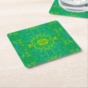 Schmetterlingswald Bohemian Arabesque-Muster Grün Rechteckiger Pappuntersetzer