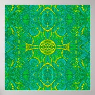 Schmetterlingswald Böhmische Arabeske Mandala Grün Poster