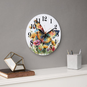 Schmetterlingswand Große Wanduhr