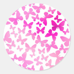 Schmetterlingswerfen (rosa) runder aufkleber