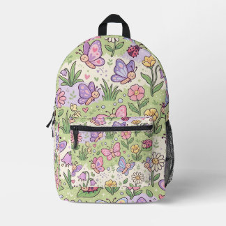 Schmetterlingswiese-Rucksack Pastell-Frühlingsmust Bedruckter Rucksack