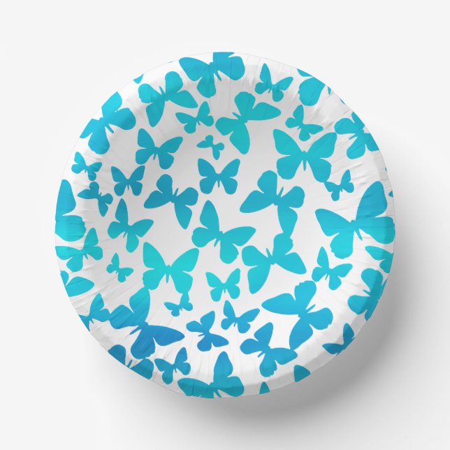 Schmetterlingswirbel (Aquamarin) Pappteller (Vorderseite)