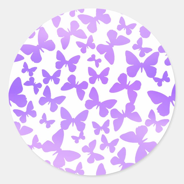 Schmetterlingswirbel (Lavendel) Runder Aufkleber (Vorderseite)