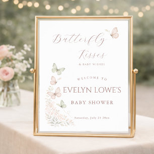 Schmetterlingswünsche Baby Küsse Shower Willkommen Poster
