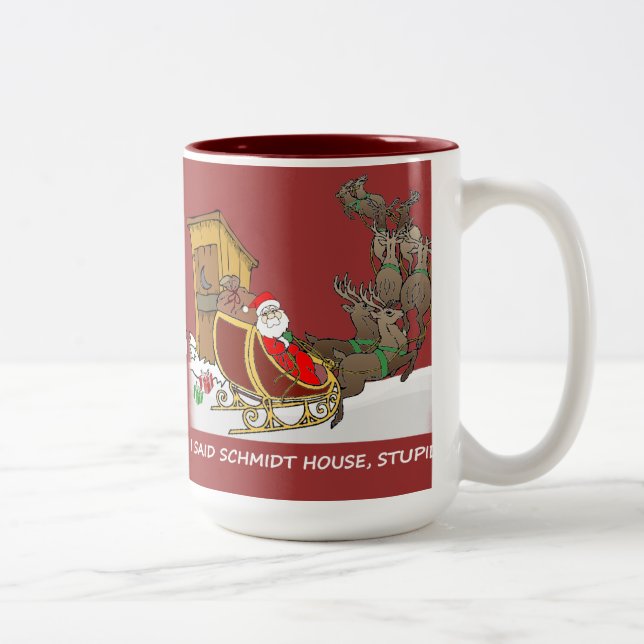 Schmidt-Haus-lustige WeihnachtsTasse Zweifarbige Tasse (Rechts)