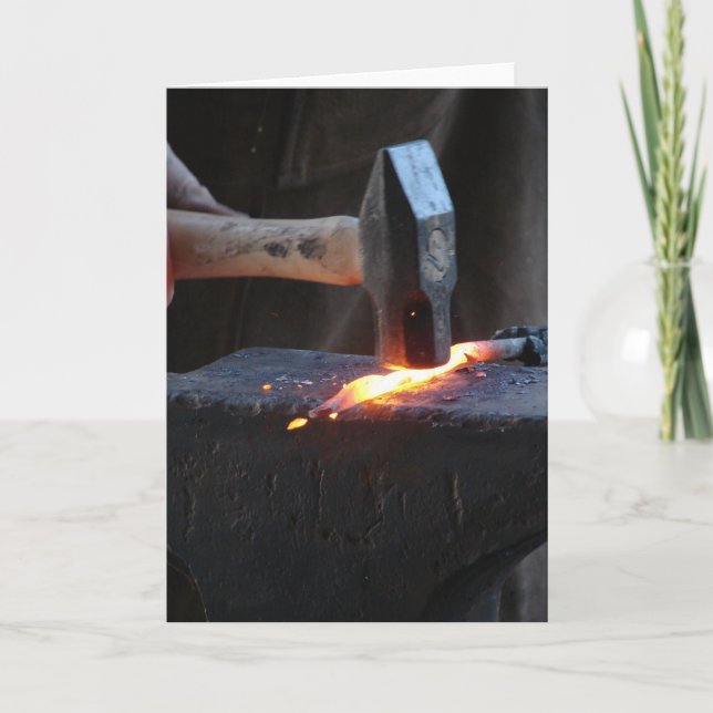 Schmied bei der Arbeit Karte (Vorderseite)