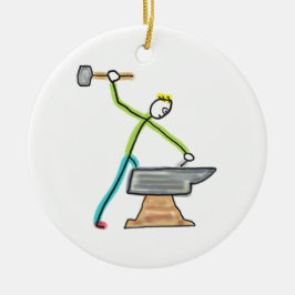Schmied Stickman Keramik Ornament