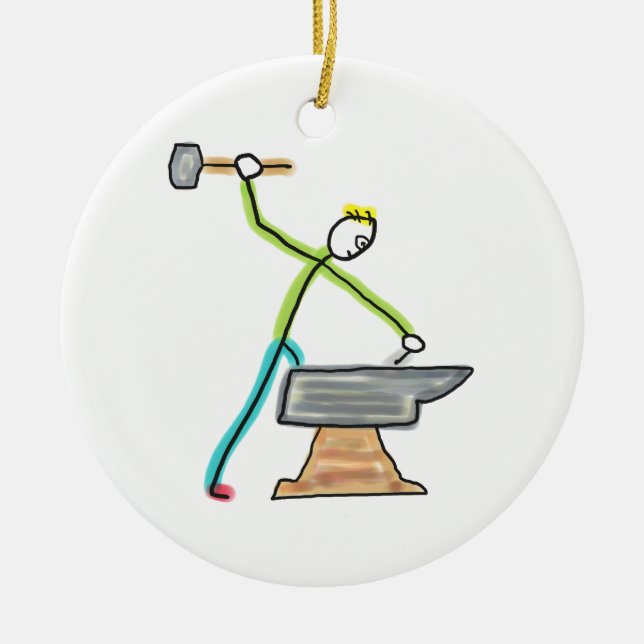 Schmied Stickman Keramik Ornament (Vorne)