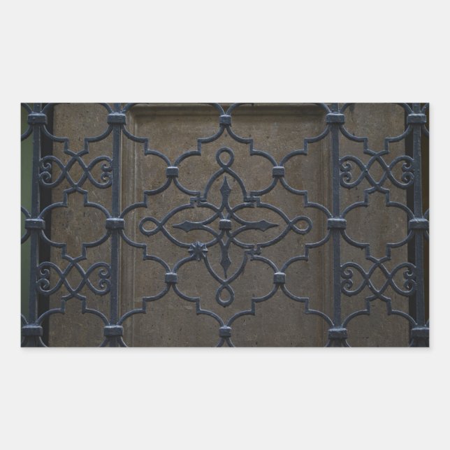 Schmiedeeisengitter Vintage Metallabfuhr Rechteckiger Aufkleber (Vorderseite)