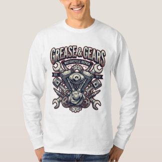 Schmiere und Zahnräder Vintage-Motorrad-Mechaniker T-Shirt