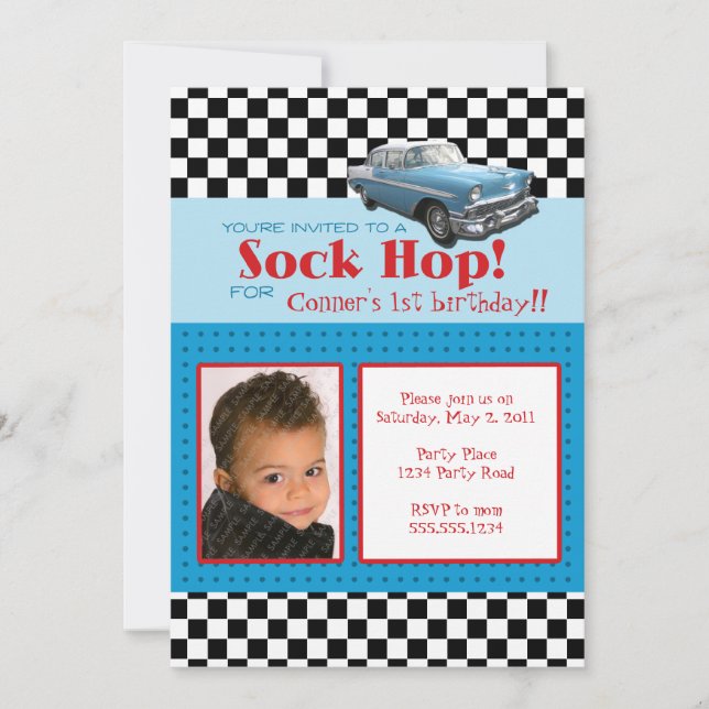 Schmiererfünfziger jahre StyleBirthday Einladung (Vorderseite)