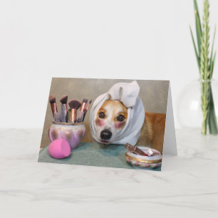 Schmink-Corgi leere Grußkarte Karte