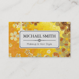 Schminke Haar Stil Modern Retro Florales Muster #1 Visitenkarte