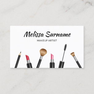 Schminke Mascara, Lippenstift, Pinsel usw. Visagis Visitenkarte