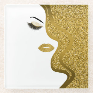 Schminke mit Glitter-Effekt Glasuntersetzer