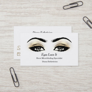 Schminken Eyebrow Lashes Gold Schwarz Visitenkarte