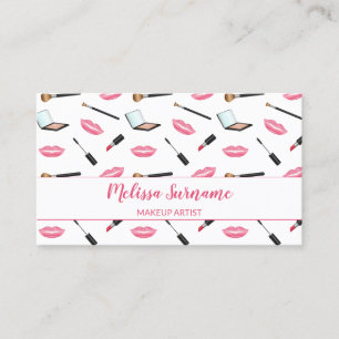Schminken mit rosa Lippen Visagist Personalisiert Visitenkarte