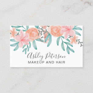 Schminken Sie Frühling schick Korallen Blütenfar Visitenkarte