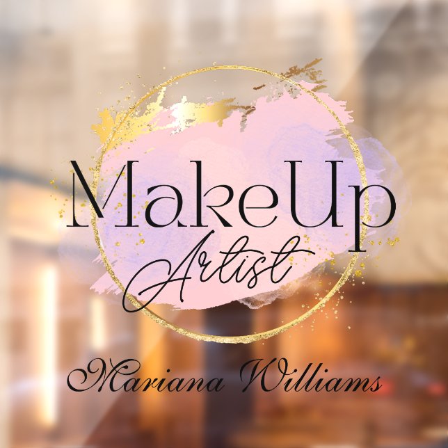 Schminkkünstler rosa goldenes Logo stylisch Fensteraufkleber (Blatt 2)