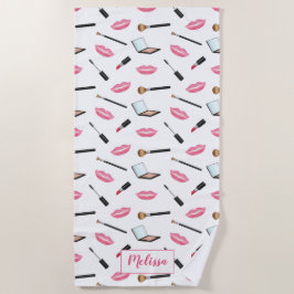 Schminkmuster und rosa Lippen mit Individuelle Nam Strandtuch