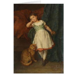 Schmollende Mädchenund Goldtabby-Katze