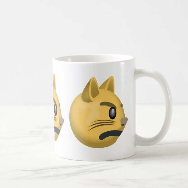 Schmollendes Katzen-Gesicht Emoji Tasse (Rechts)