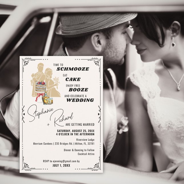 Schmooze und Booze Fun Wedding Einladung (Von Creator hochgeladen)