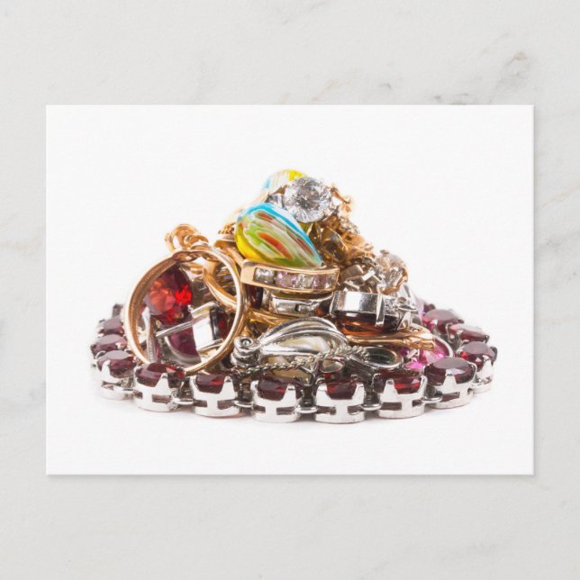 Schmuck auf weiß postkarte (Vorderseite)