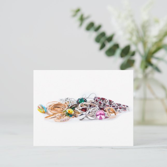 Schmuck auf weiß postkarte (Stehend Vorderseite)
