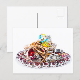Schmuck auf weiß postkarte