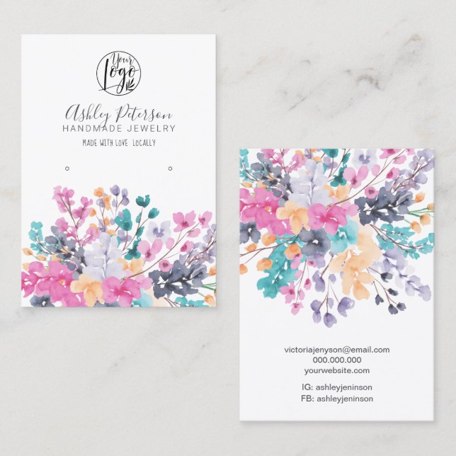 Schmuck aus getrocknetem Wildblumenlogo Visitenkarte (Vorne/Hinten)