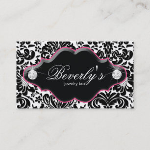 Schmuck Business Card Rosa Damask Diamonds Visitenkarte